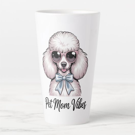 Pet Mom Vibes Poodle Dog Sunglasses Pink Gift Latte Mok (Voorkant)