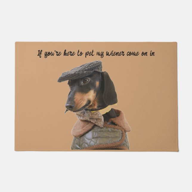 Pet My Wiener Dachshund Doormat Deurmat (Voorkant)