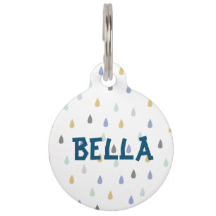  Pet naam kleurrijke regendruppel Pe Huisdierpenning