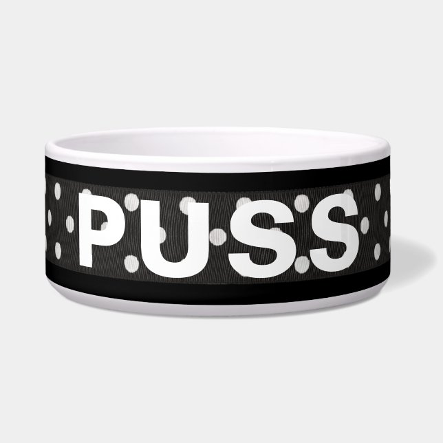 Pet-naam op poladolint voerbakje (Voorkant)