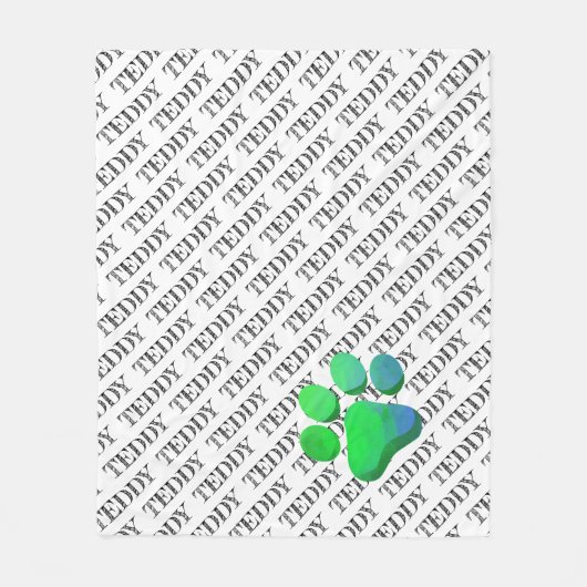 PET NAAM Patroon Kleurrijke Paw Print Fun Fleece Deken (Voorkant)