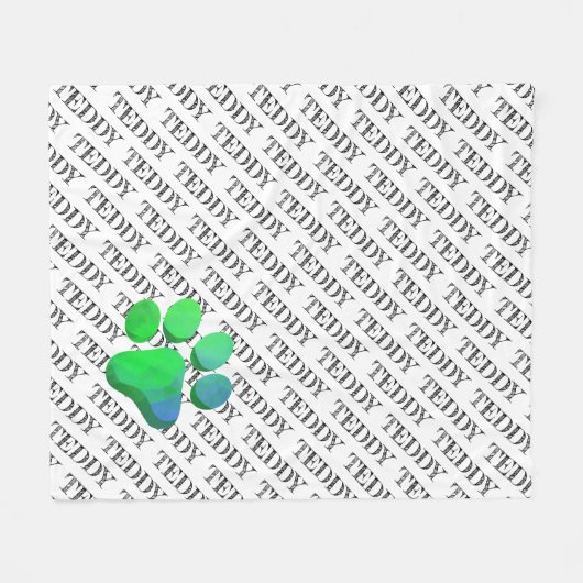 PET NAAM Patroon Kleurrijke Paw Print Fun Fleece Deken (Voorkant (Horizontaal))