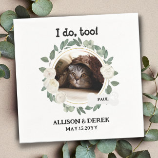 Pet Name Dog Cat Custom Photo Wreated Wedding Servet