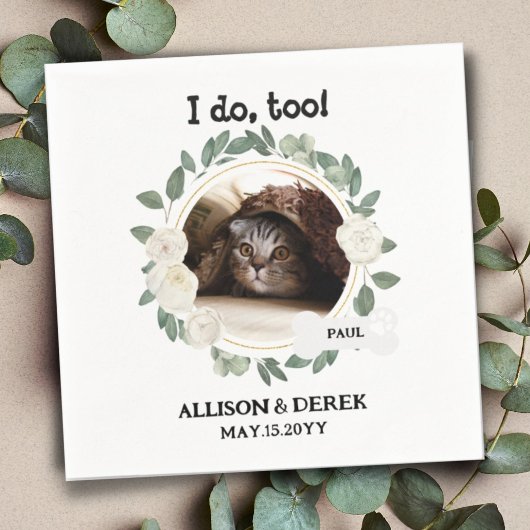 Pet Name Dog Cat Custom Photo Wreated Wedding Servet