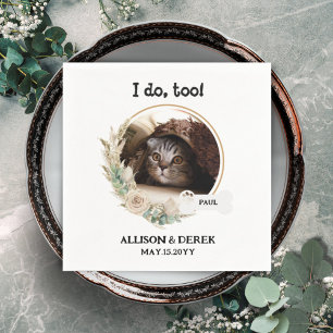 Pet Name Dog Cat Custom Photo Wreath Wedding Napki Servet