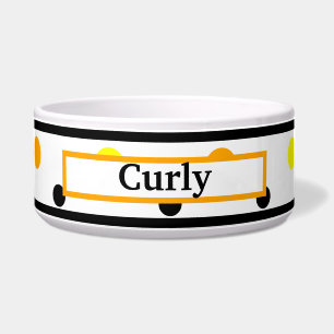 Pet Name Oranje Yellow Polka Dots Bowl Voerbakje