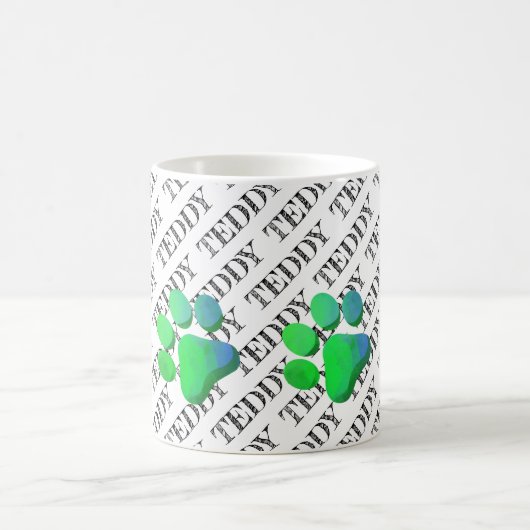 PET NAME Patroon Kleurrijke Paw Prints Modern Fun Magische Mok (Center)