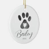 Pet Name Paw-kerstversiering afdrukken Keramisch Ornament (Rechts)
