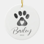 Pet Name Paw-kerstversiering afdrukken Keramisch Ornament (Voorkant)