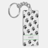 Pet NAME Paw Prints Zwart Wit Dieren Fun Sleutelhanger (Voorkant Links)