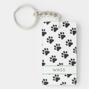 Pet NAME Paw Prints Zwart Wit Dieren Fun Sleutelhanger