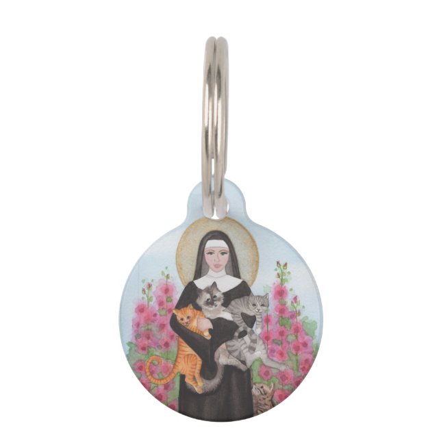 Pet Name & St. Gertrude Patron of Cats Huisdierpenning (Voorkant)