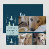 Pet Naughty of Nice Blue Trees 3 Foto's Feestdagenkaart (Voorkant / Achterkant)