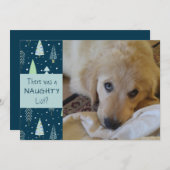 Pet Naughty of Nice Blue Trees Prettige feestdagen Feestdagenkaart (Voorkant / Achterkant)