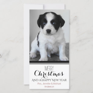 Pet of Puppy Black White Holiday Kerstmis Feestdagenkaart