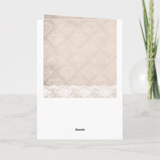Pet One Feather Thank You Card Lace Damask Bedankkaart (Achterkant)