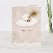 Pet One Feather Thank You Card Lace Damask Bedankkaart (Voorkant)