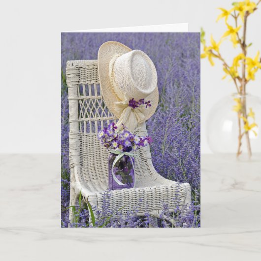 Pet op een stoel in het veld kaart (Gele Bloem)