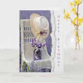 pet op rieten stoel verjaardag kaart (Gele Bloem)