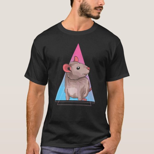 Pet Owner Animal Rat 80s Vaporwave Rat T-shirt (Voorkant)