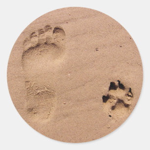 Pet & Owner Prints in de zand Ronde Sticker