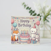 Pet Pals verjaardagsuitnodiging Kaart (Staand voorkant)