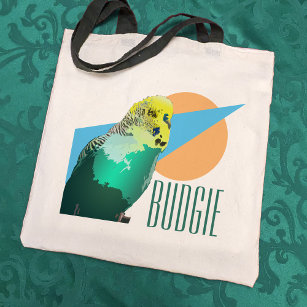 Pet Parakeet Love Budgie Retro Geometrische vormen Tote Bag