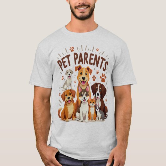 Pet Parents: Schattige illustratie van Happy Furry T-shirt (Voorkant)