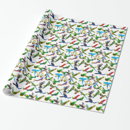 Pet Parrots Galore Wrapping Paper Cadeaupapier (Uitgerold)