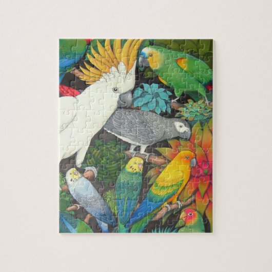 Pet Parrots in Bromeliad Planten Puzzle Legpuzzel (Verticaal)