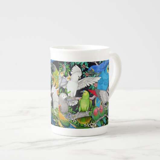 Pet Parrots of the World Bone China Mok (Voorkant rechts)