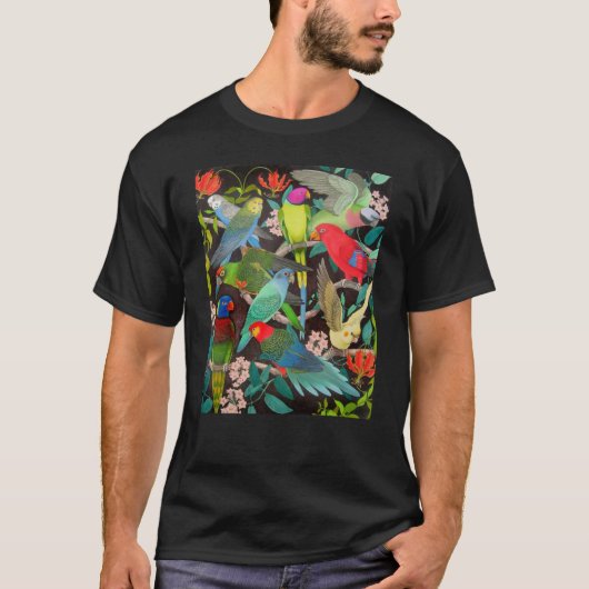 Pet Parrots of the World Dark T-Shirt (Voorkant)