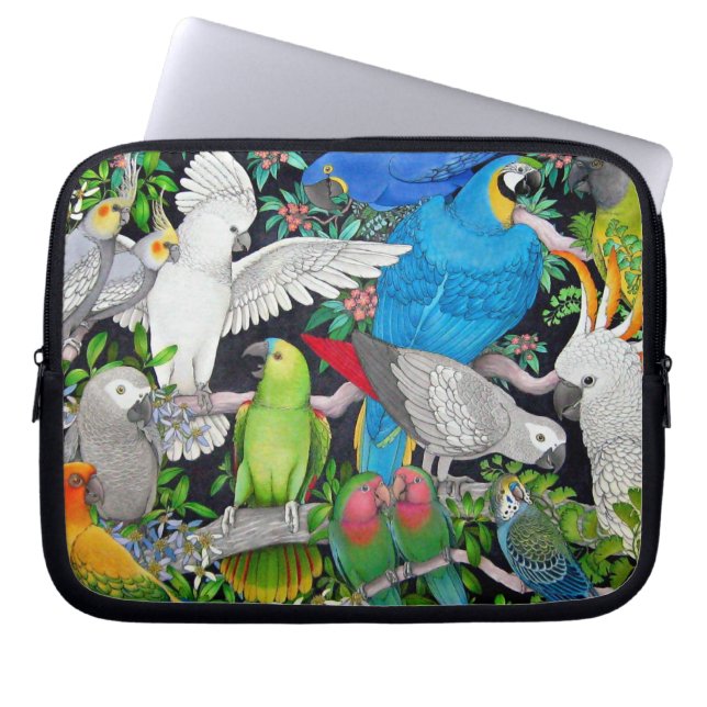 Pet Parrots of the World Electronics Bag Laptop Sleeve (Voorkant)