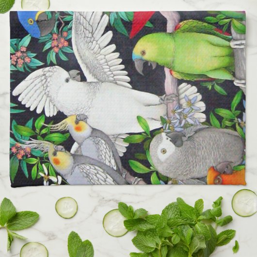 Pet Parrots of the World Kitchen Towel Theedoek (Gevouwen)