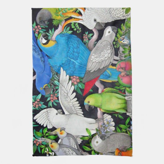 Pet Parrots of the World Kitchen Towel Theedoek (Verticaal)