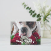 Pet Party Invitations Cute Boxer w/Rozen Bouquet Kaart (Staand voorkant)