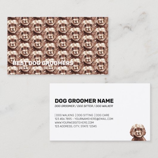 Pet Patroon Bruine Cocker Spaniel Curl Dog Visitekaartje (Voorkant / Achterkant)