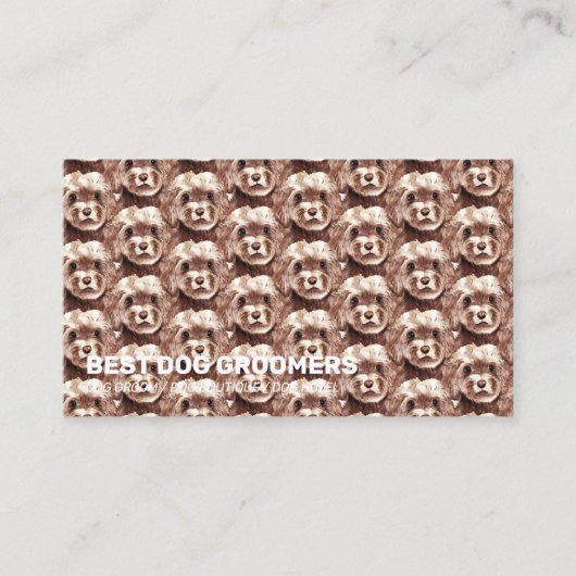 Pet Patroon Bruine Cocker Spaniel Curl Dog Visitekaartje (Voorkant)