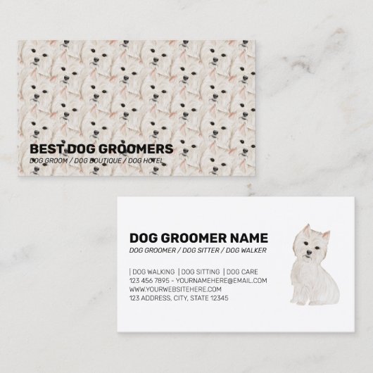 Pet Pattern West Highland Terrier Dog Visitekaartje (Voorkant / Achterkant)