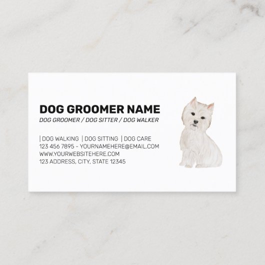 Pet Pattern West Highland Terrier Dog Visitekaartje (Achterkant)