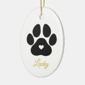 Pet Paw Afdrukken Aangepaste Gold Pet Name Foto Keramisch Ornament (Links)