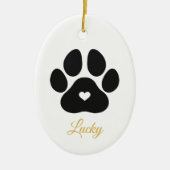 Pet Paw Afdrukken Aangepaste Gold Pet Name Foto Keramisch Ornament (Voorkant)