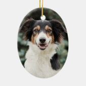 Pet Paw Afdrukken Aangepaste Gold Pet Name Foto Keramisch Ornament (Achterkant)