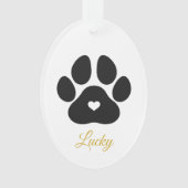 Pet Paw Afdrukken Aangepaste Gold Pet Name Foto Ornament (voorkant)