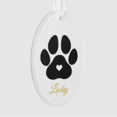 Pet Paw Afdrukken Aangepaste Gold Pet Name Foto Ornament (voorkant)