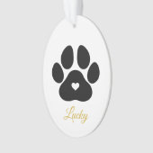 Pet Paw Afdrukken Aangepaste Gold Pet Name Foto Ornament (voorkant)