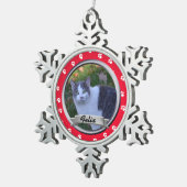 Pet Paw Afdrukken Foto Bewaren Tin Sneeuwvlok Ornament (Rechts)