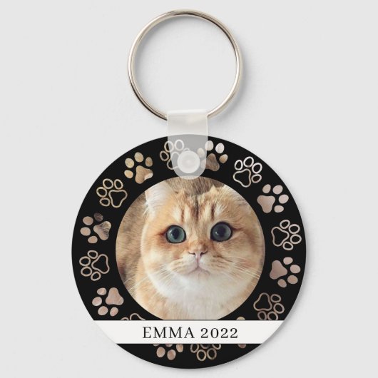 Pet Paw Custom Cat Photo Ceramic Ornament Sleutelhanger (Voorkant)