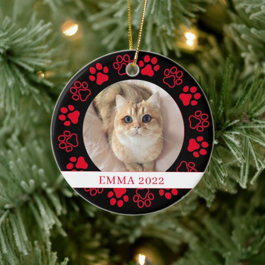 Pet Paw Custom Cat Photo-keramiek Keramisch Ornament (Boom)