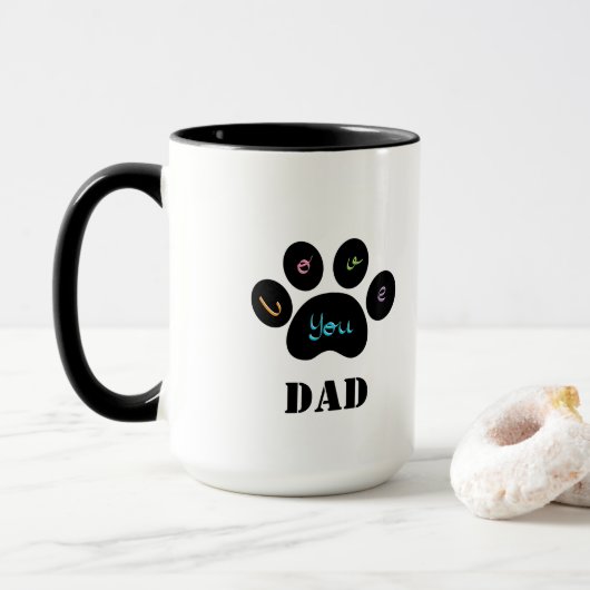 Pet Paw Dog / Cat Love You DAD Coffee Mok (Met donut)